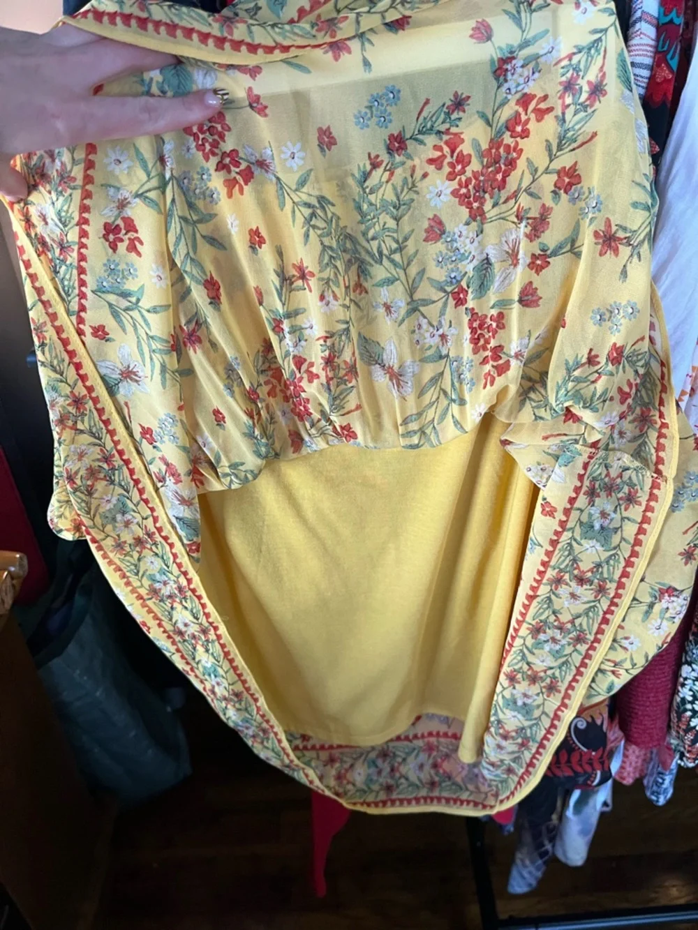 MAX STUDIO Gathered Waist Floral Print Skirt In Yellow Floral - Picture 6 of 6